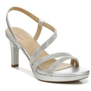 Naturalizer 12 Brenta2 Platform Silver Strappy Sandal Heels